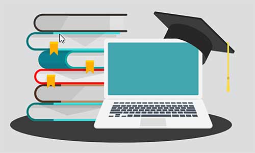 cap and books graphic